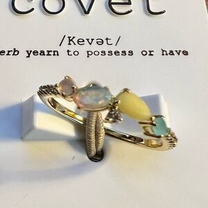 🆕Covet Mixed-Cut Opal Cubic Zirconia Stackable Cluster Band Ring::NWT::